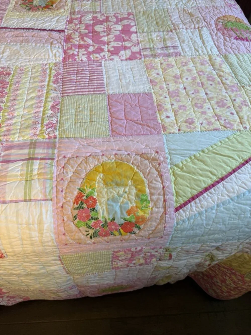 Pottery Barn Kids Pink Twin Size Quilt Surfside Beach Club pattern HTF
